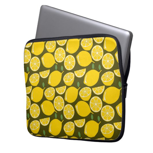 Yellow Lemon Wallpaper Pattern Sommer Laptopschutzhülle (Vorderseite Links)