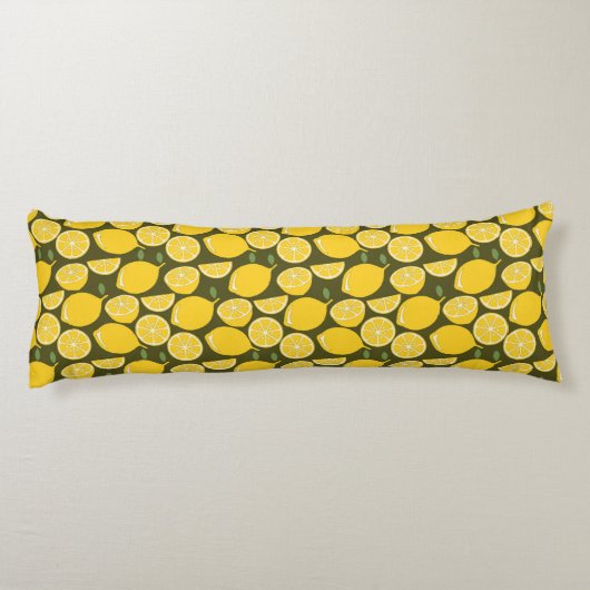 Yellow Lemon Wallpaper Pattern Sommer Seitenschläferkissen (Rückseite)