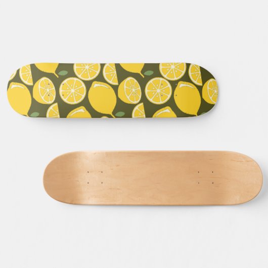 Yellow Lemon Wallpaper Pattern Sommer Skateboard (Horizontal)