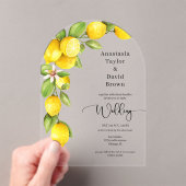Yellow Lemon Wedding Acrylic Einladung (Insitu (Handheld))