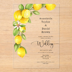 Yellow Lemon Wedding Acrylic Einladung