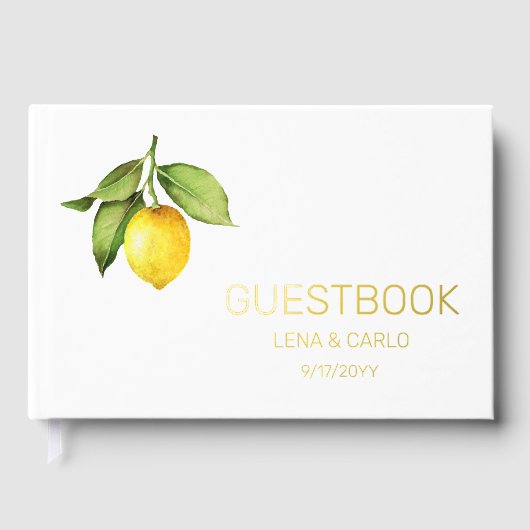 Yellow Lemon Wedding Guest Book Gästebuch (Vorderseite)