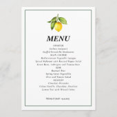 Yellow Lemon Wedding Menu Menükarte (Vorderseite)