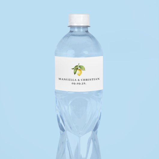 Yellow Lemon Wedding Wasserflaschenetikett