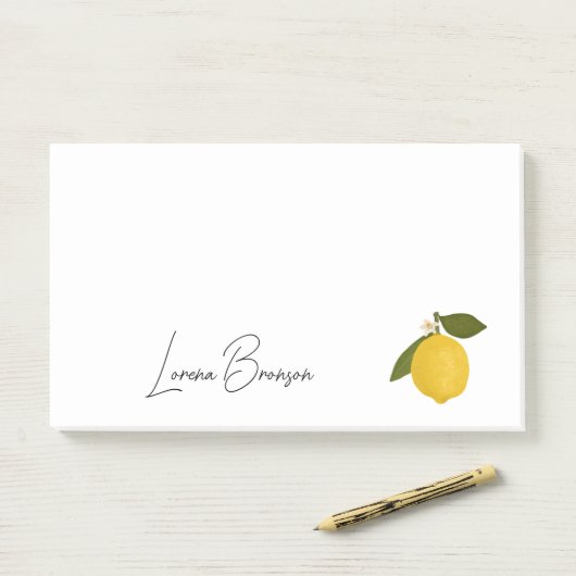 Yellow Lemon with Green Leaves | Fresh Citrus Post-it Klebezettel (Auf Schreibtisch)