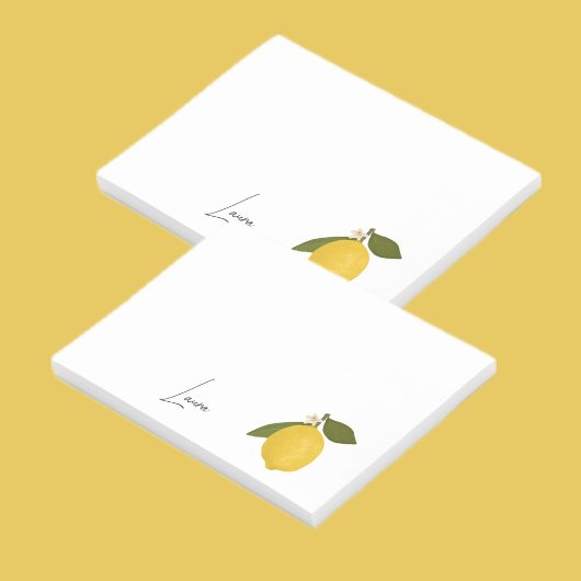 Yellow Lemon with Green Leaves | Fresh Citrus Post-it Klebezettel
