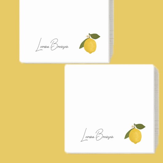 Yellow Lemon with Green Leaves | Fresh Citrus Post-it Klebezettel
