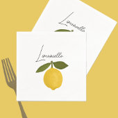 Yellow Lemon with Green Leaves | Fresh Citrus  Serviette