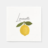 Yellow Lemon with Green Leaves | Fresh Citrus  Serviette (Vorderseite)