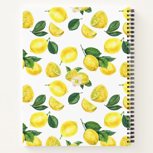Yellow Lemons Aquarell Fruchtmuster Rezepte Notizblock (Rückseite)