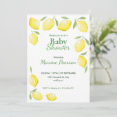 Yellow Lemons Babydusche Einladung (Stehend Vorderseite)
