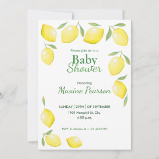 Yellow Lemons Babydusche Einladung