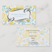 Yellow Lemons & Blue Flowers Eventplaner Visitenkarte (Vorne/Hinten)