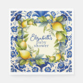 Yellow Lemons Blue Tile Lemon Babydusche Serviette (Vorderseite)