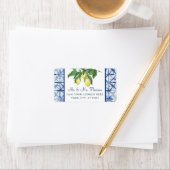 Yellow Lemons Citrus Foliage Blue White Wedding Adressaufkleber (Insitu)