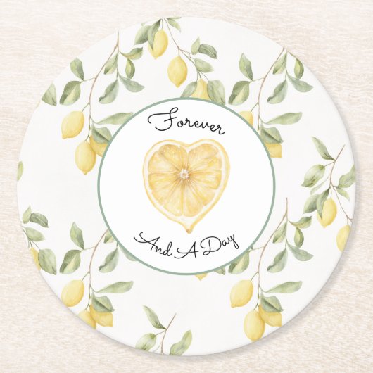 Yellow Lemons Fruit Wedding Runder Pappuntersetzer (Vorderseite)