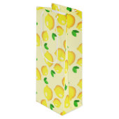 Yellow Lemons Geschenktasche Geschenktüte Für Weinflaschen (Vorderseite Schrägansicht)