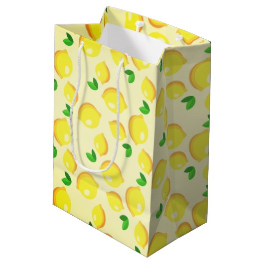 Yellow Lemons Geschenktasche Mittlere Geschenktüte (Rückseite Schrägansicht)
