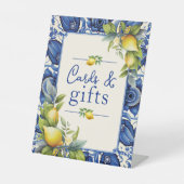 Yellow Lemons Karten und Geschenke aus blauem Tile Sockelschild (Vorderseite)