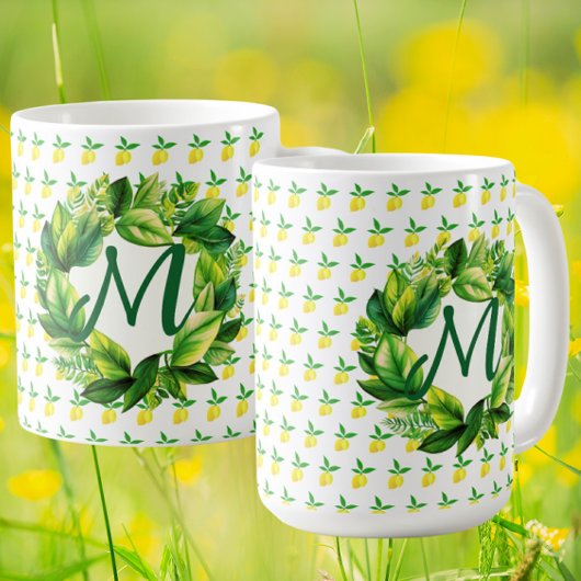 Yellow Lemons Monogram  Kaffeetasse
