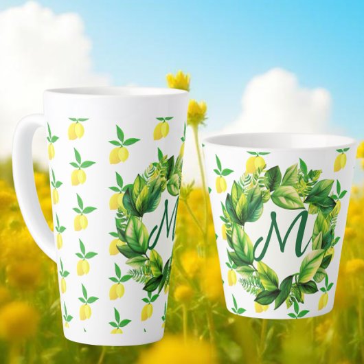 Yellow Lemons Monogram  Milchtasse