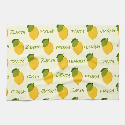 Yellow Lemons Muster Fresh Zesty Lemony Geschirrtuch (Horizontal)