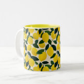 Yellow Lemons Pattern Citrus Fruit Mediterranean Zweifarbige Tasse (Vorderseite Links)