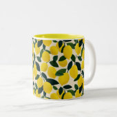 Yellow Lemons Pattern Citrus Fruit Mediterranean Zweifarbige Tasse (VorderseiteRechts)