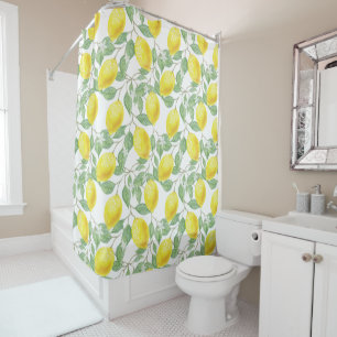 Yellow Lemons Pattern Duschvorhang
