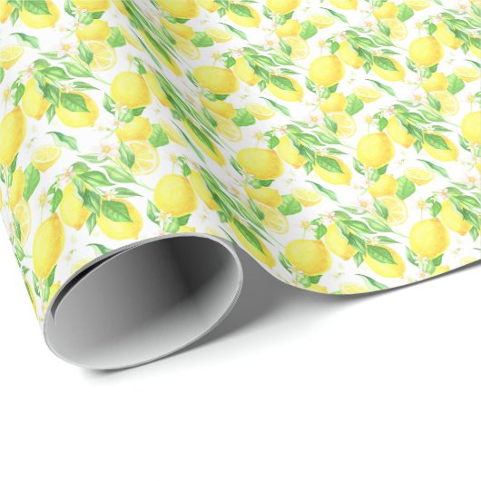 Yellow Lemons Pattern Geschenkpapier (Rolleneckpunkt)