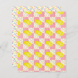 Yellow Lemons Pink Stripes Scrapbook Paper