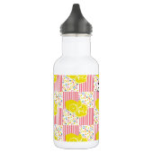 Yellow Lemons Pink Stripes Summer Edelstahlflasche (Links)