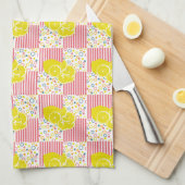 Yellow Lemons Pink Stripes Summer Geschirrtuch (Viertel Falte)