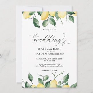Yellow Lemons Summer Fruit Garden Wedding Einladung