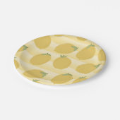 Yellow Lemons Summer Fruit Watercolor Stripe Party Pappteller (Schrägansicht)