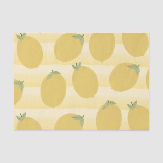 Yellow Lemons Summer Fruit Watercolor Stripe Party Seidenpapier (Vorderseite)