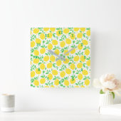 Yellow Lemons Wall Clock Quadratische Wanduhr (Zuhause)