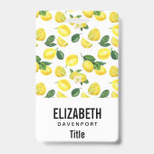 Yellow Lemons Watercolor Fruchtmuster Ausweis (Rückseite)
