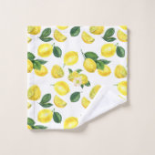 Yellow Lemons Watercolor Fruchtmuster Badhandtuch Set (Waschlappen)