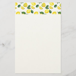 Yellow Lemons Watercolor Fruchtmuster Briefpapier