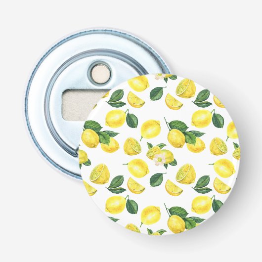 Yellow Lemons Watercolor Fruchtmuster Flaschenöffner (Vorderseite)