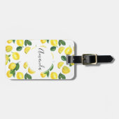 Yellow Lemons Watercolor Fruchtmuster Gepäckanhänger (Vorderseite horizontal)