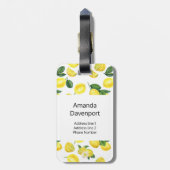 Yellow Lemons Watercolor Fruchtmuster Gepäckanhänger (Rückseite vertikal)