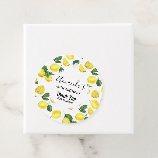 Yellow Lemons Watercolor Fruchtmuster Geschenkanhänger (Beispiel)