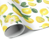 Yellow Lemons Watercolor Fruchtmuster Geschenkpapier (Rolleneckpunkt)