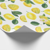 Yellow Lemons Watercolor Fruchtmuster Geschenkpapier (Ecke)