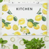 Yellow Lemons Watercolor Fruchtmuster Geschirrtuch (Gefaltet)