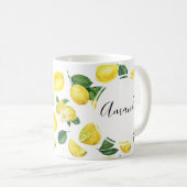 Yellow Lemons Watercolor Fruchtmuster Kaffeetasse (VorderseiteRechts)
