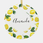 Yellow Lemons Watercolor Fruchtmuster Keramik Ornament (Vorne)