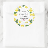 Yellow Lemons Watercolor Fruchtmuster Küche Runder Aufkleber (Tasche)